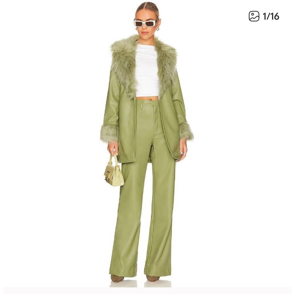 Show Me Your MuMu Olive Green Faux Fur Trim Peacoat